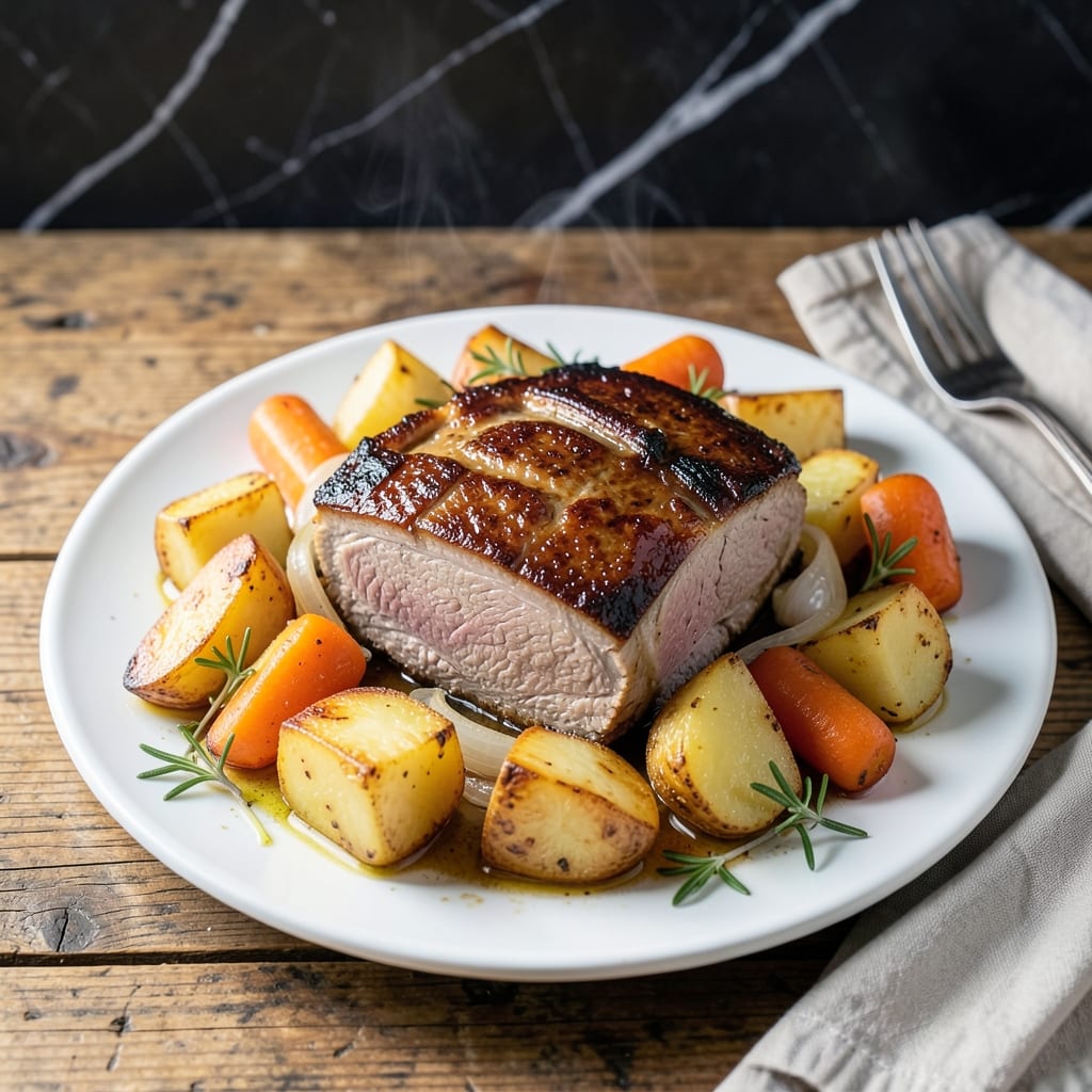 Pork Loin Roast With Potatoes and Carrots Slow Cooker Recipe: Hands-Off Meal With Herb-Infused Tenderness