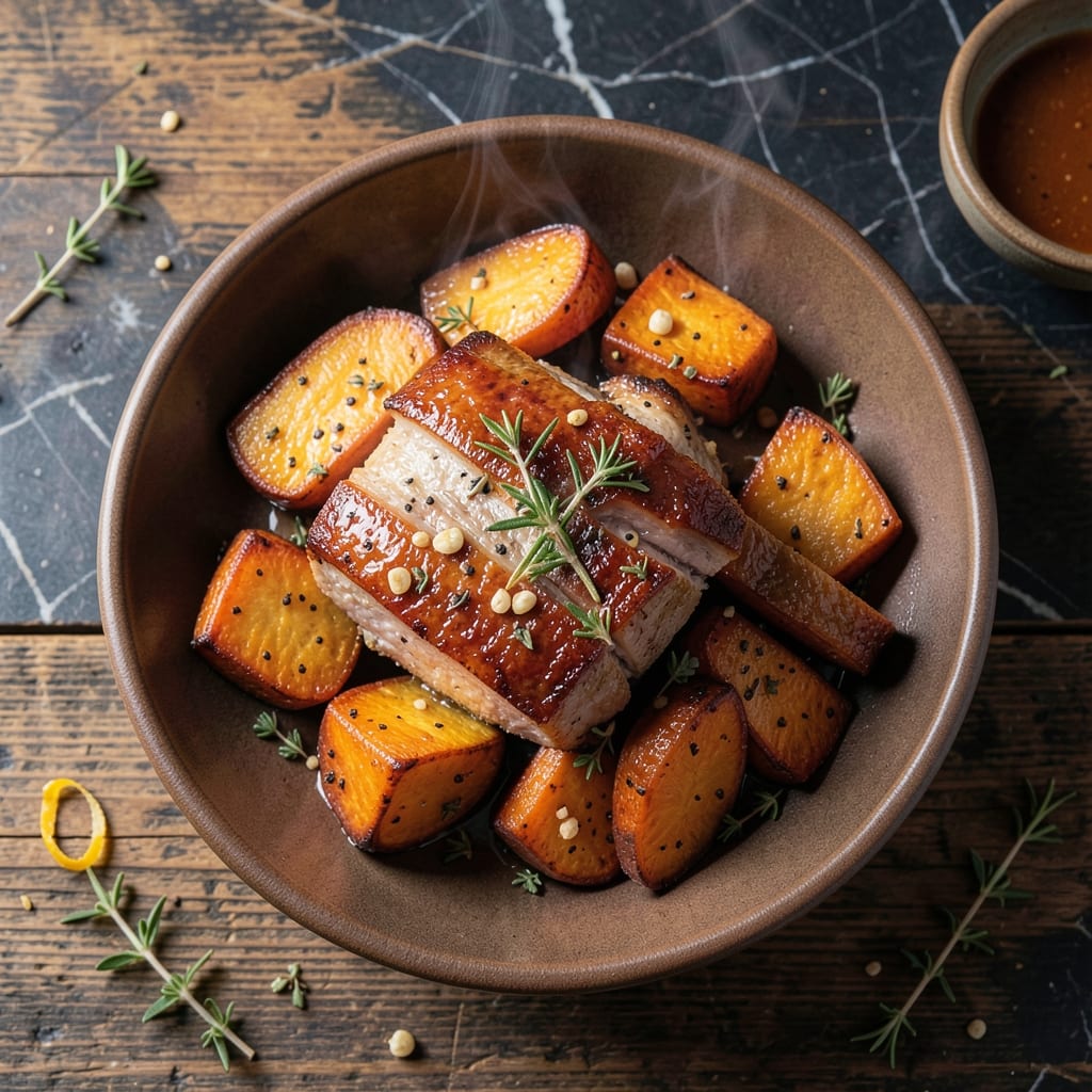 Pork Belly and Sweet Potato Recipe: Caramelized Sweetness Meets Savory Crisp