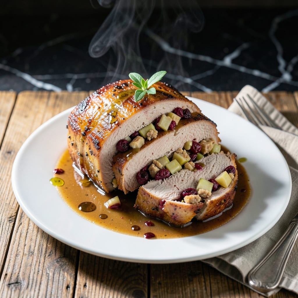 Apple Cranberry Stuffed Pork Roast Recipe: Festive Holiday Centerpiece