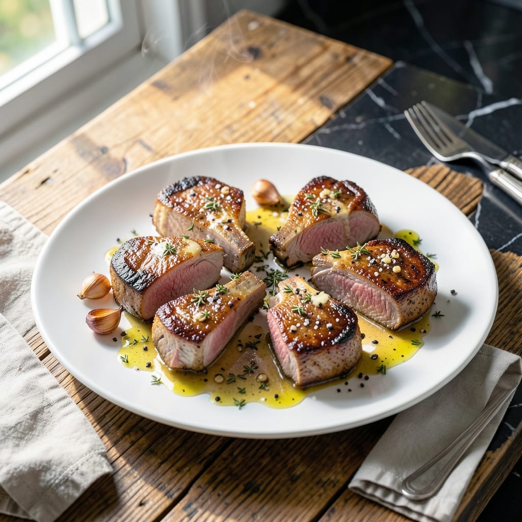 French Bone-In Pork Chop Recipe: Pan-Seared With Herb Butter Finish