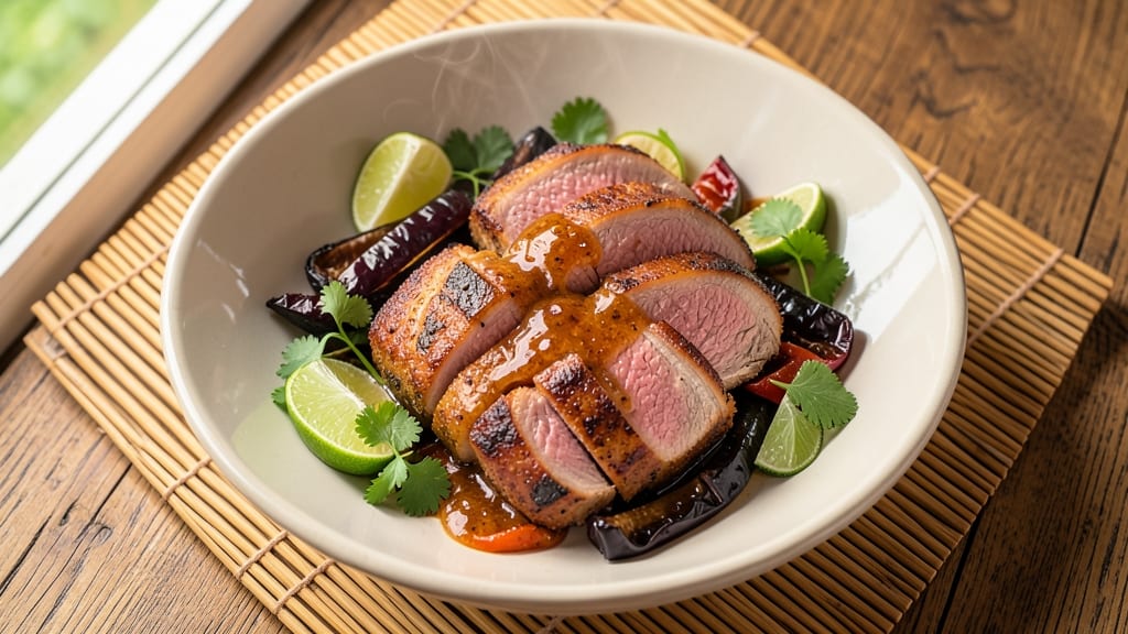 Caribbean Pork Tenderloin Recipe: Five-Spice Glossed Crisp With Celery Crown Finish