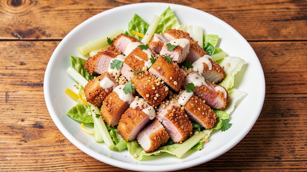 Crispy Pork Salad Recipe: Crunchy Bark Meets Cool Celery Refresh