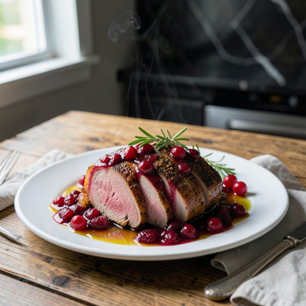 Cranberry Dijon Pork Loin With Apple Cider Glaze Recipe: Sweet and Tangy Holiday Roast