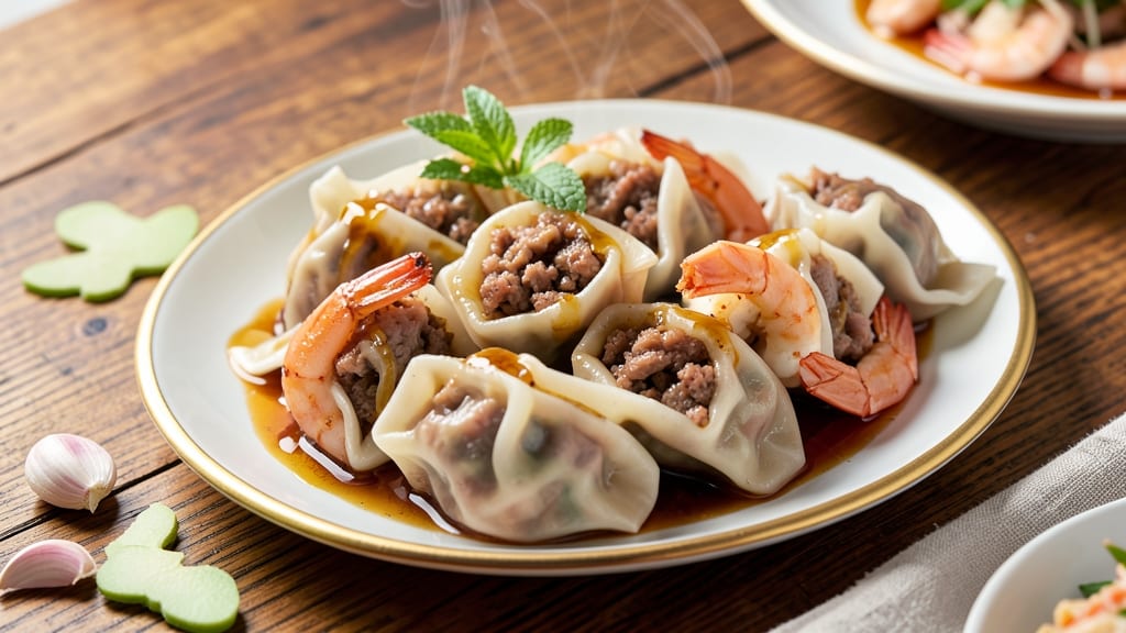Chinese Pork and Shrimp Dumplings Recipe: Pan-Fried Crisp Edges and Juicy Centers