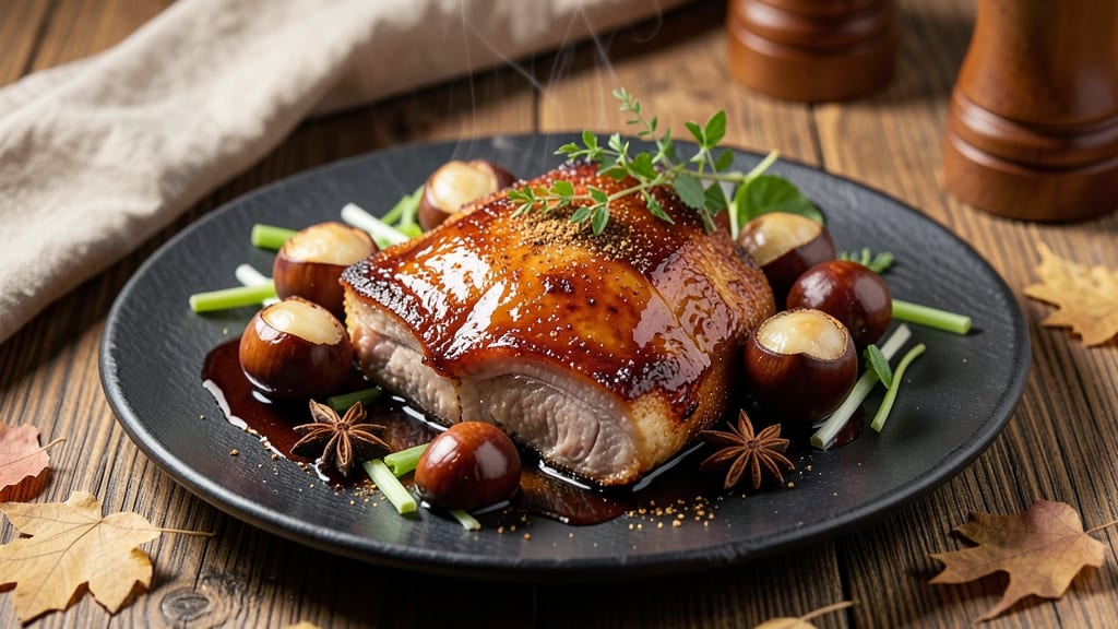 Chestnut Pork Recipe Chinese: Five-Spice Glazed Crunch With Celery Crown Bite