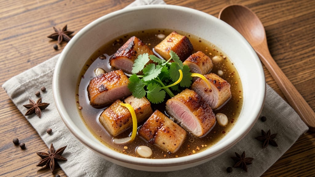 Crispy Pork Belly Soup Recipe: Smoky Five-Spice Glossed Belly Bites