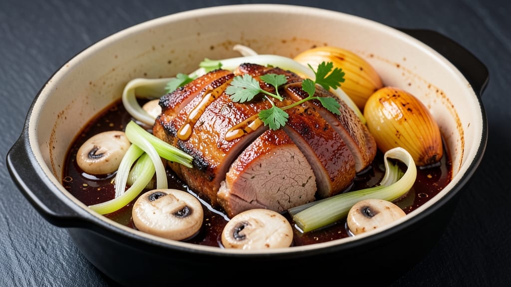 Braised Pork With Leeks and Mushrooms Recipe: Deep Umami Richness in One Pot