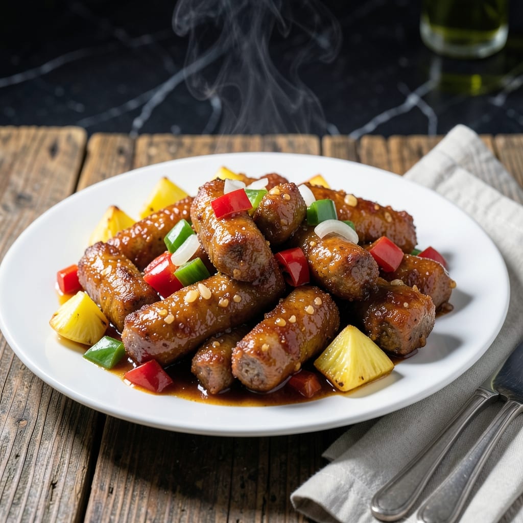 Sweet And Sour Pork Sausage Recipe: Caramelized Pineapple Glaze