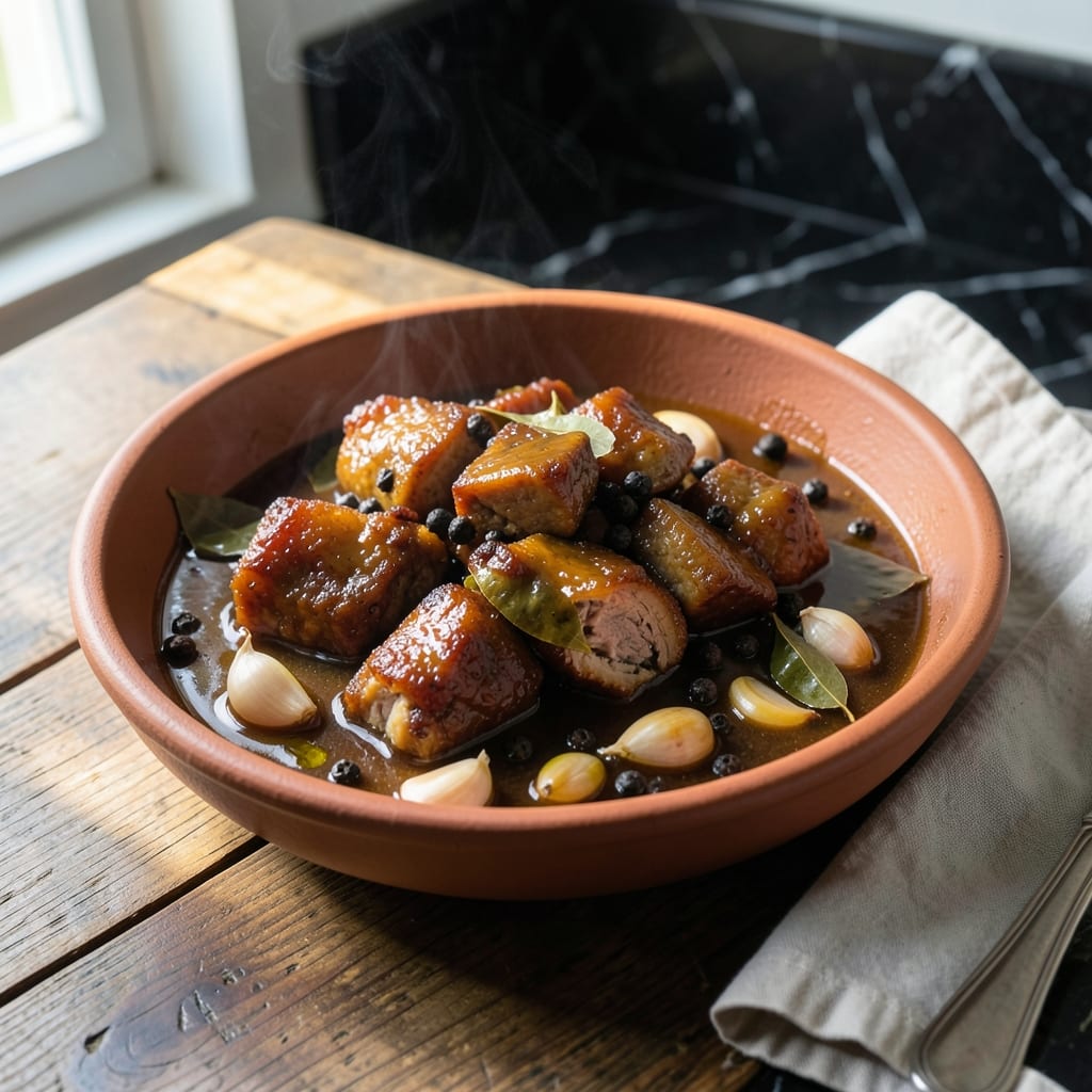 Pork Recipe Filipino Cooking: Adobo-Marinated Pork Belly Simmered to Tenderness