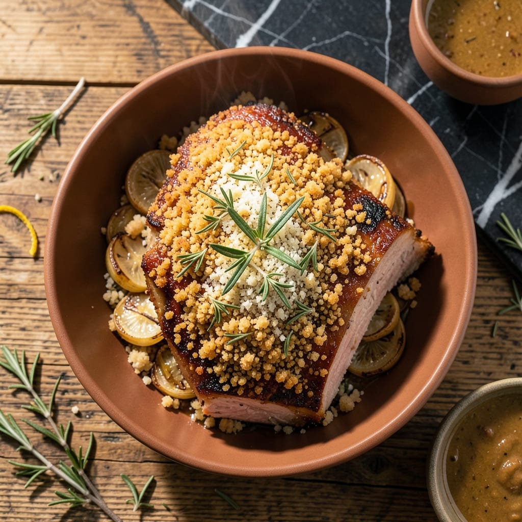 Parmesan Crusted Pork Loin Roast Recipe: Golden Breadcrumbs With Herb Infusion